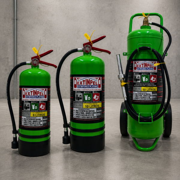 Extintores para bateria de lítio da Extinpel (6L, 10L e 50L)